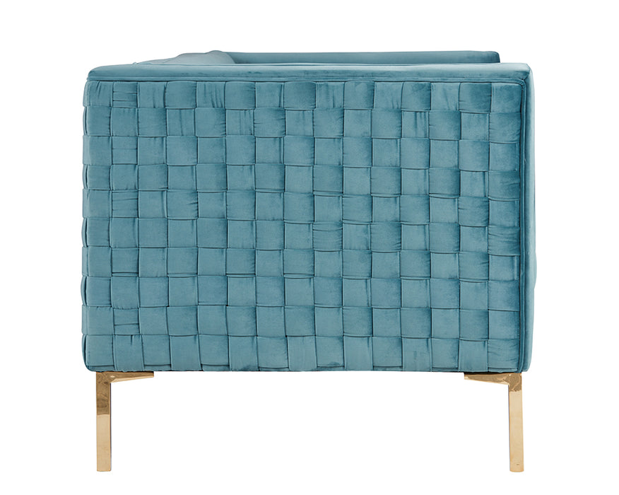 Divani Casa Putnum Modern Blue Velvet Sofa - Velour Furniture