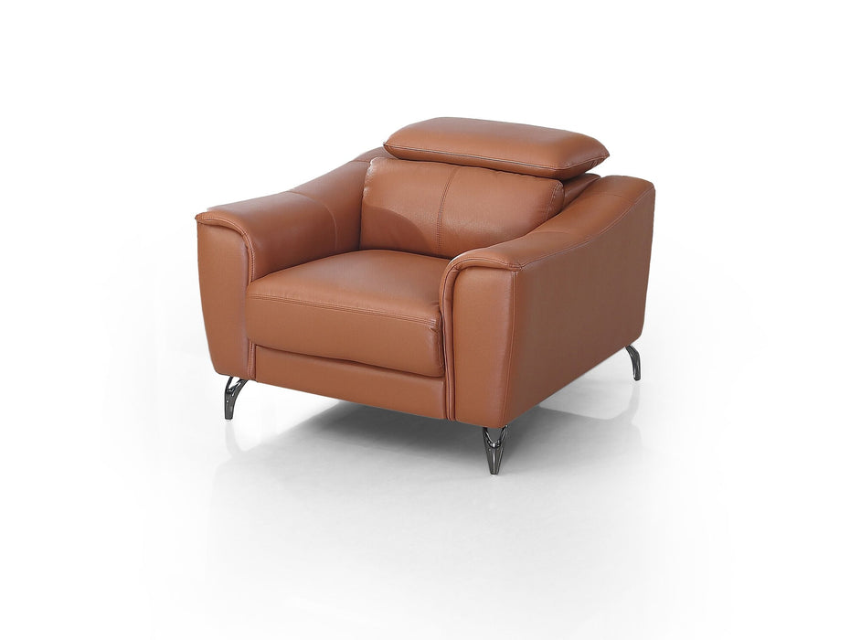 Divani Casa Danis - Modern Cognac Leather Brown Chair - Velour Furniture