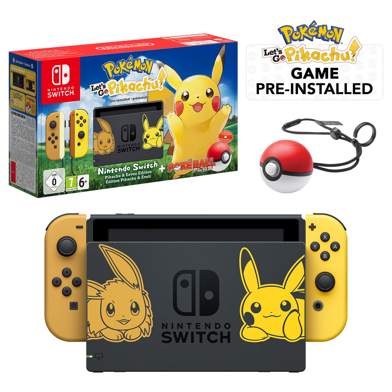 Nintendo Switch Lets Go Pikachu Limited Edition Console With Joycon Pre Installed Pokémon Lets Go Pikachu Pokeball Plus Controller