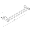 Norico Pentro Double Towel Rail 790mm Specification Drawing