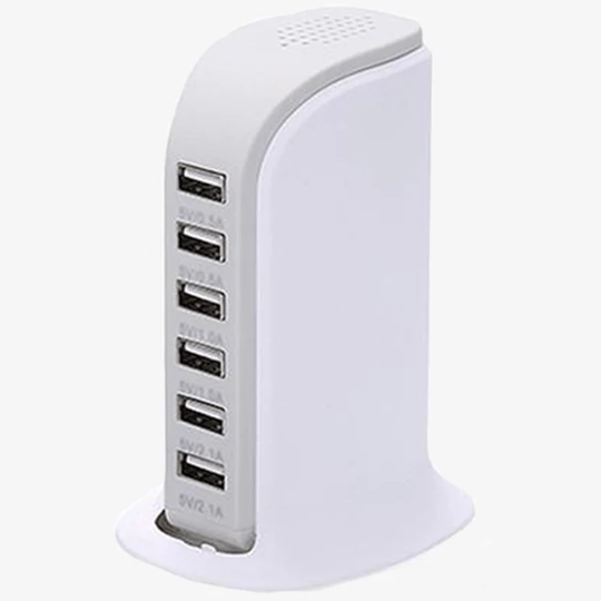 6 Port USB charging station- White