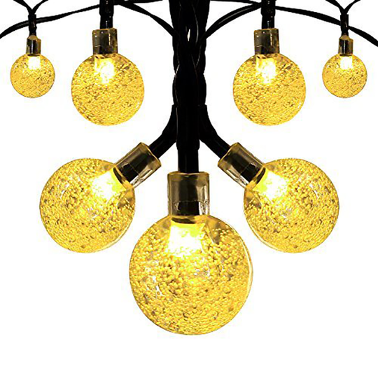 20 LED Solar-Powered Crystal Ball String Lights (Multicolored)