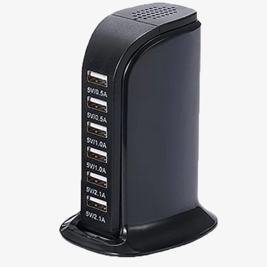 6 Port USB charging station-Black