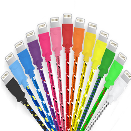 10 Ft Fiber Cloth Cable for iPhone 5 - 6- 6 plus - 7 & 7 plus - Assorted Colors