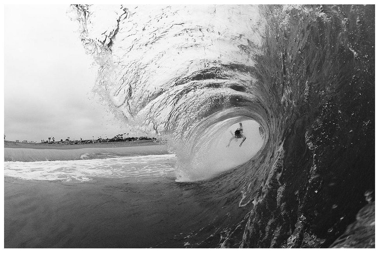 shane morines slyde ryder bodysurfing and handboarding at the wedge Newport beach California Getting shacked