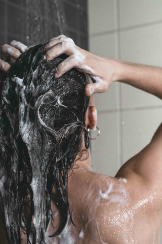 woman washing hair