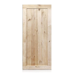 Marco - Rustic Unfinished 1-Panel V-Groove Knotty Alder Barn Door (Free Shipping)