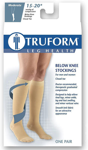 STOCKINGS,COMPRESSION,THIGH HIGH,15-20MMHG,MEDIUM,BEIGE,1 PAIR