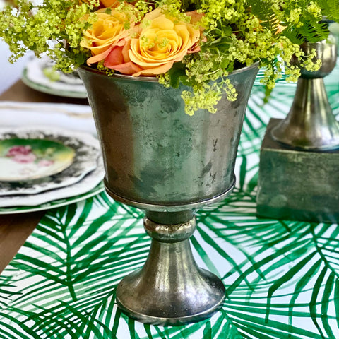 Alexis urn with roses and garden cuttings