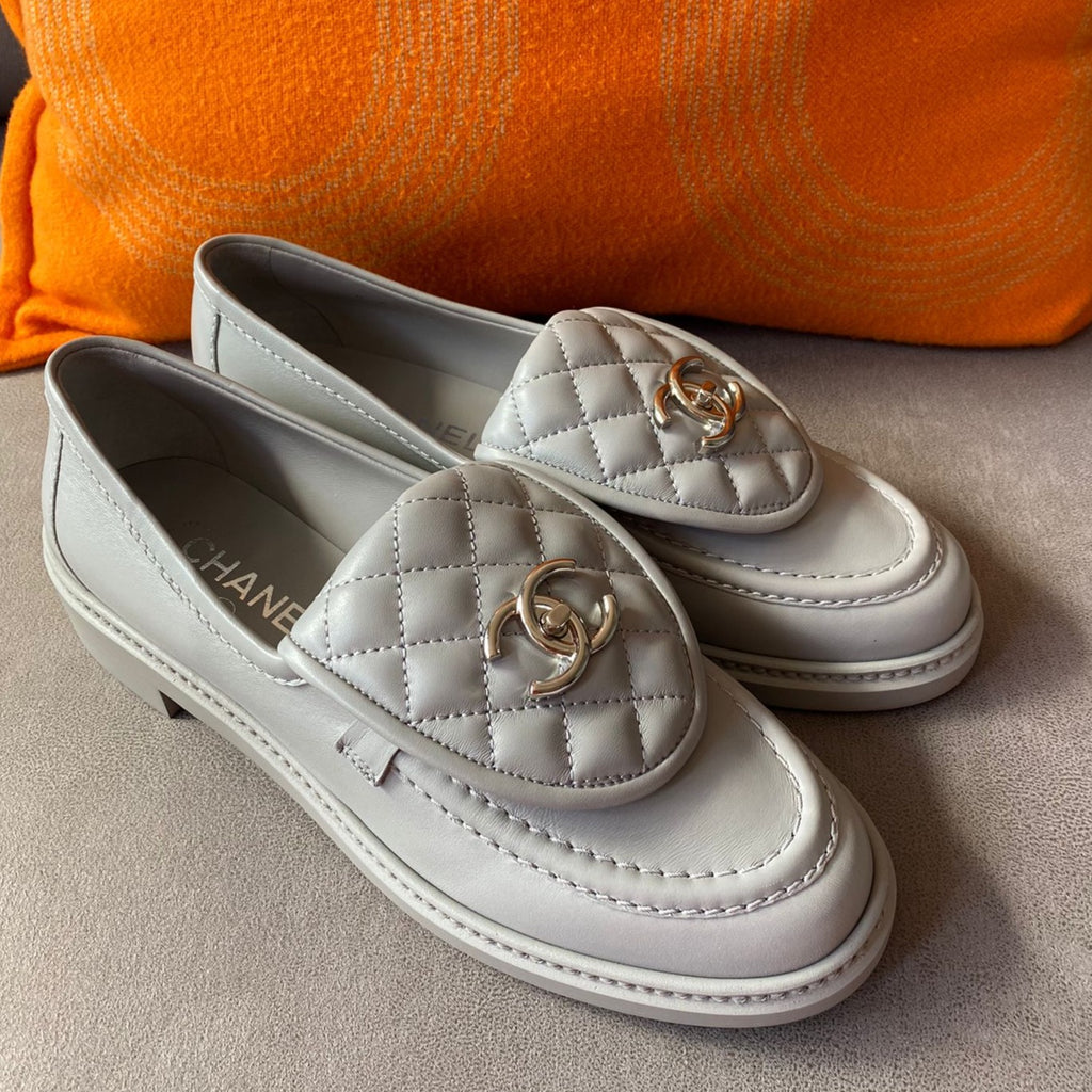 chanel grey loafers