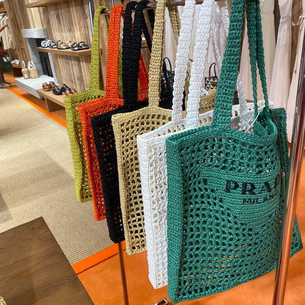 Prada Raffia Tote Bag (Pink/Yellow/Orange)