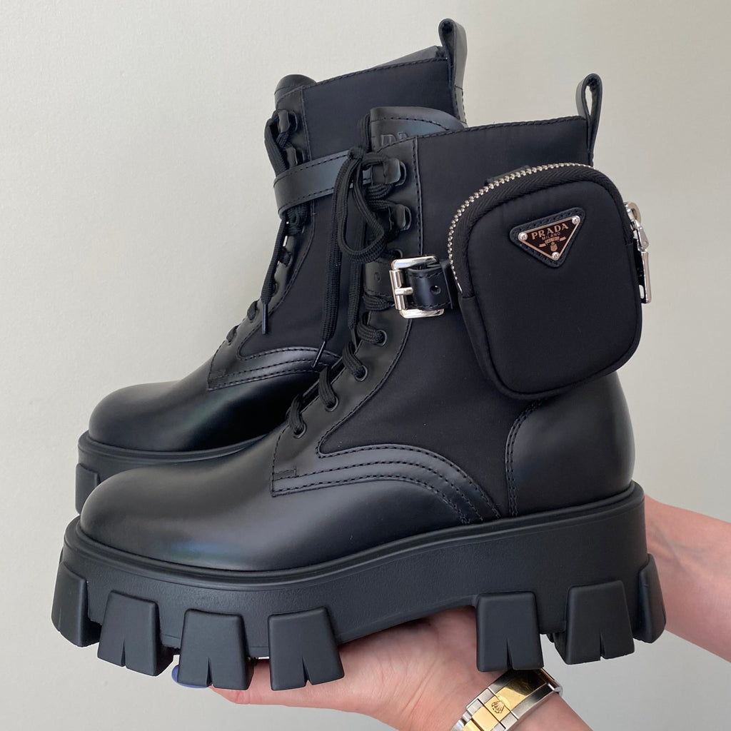Prada Leather and Nylon Monolith ankle boots – hey it's personal shopper  london