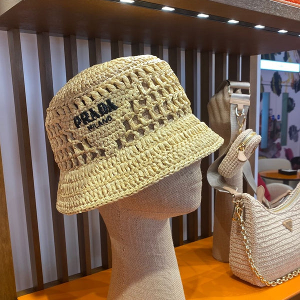 Prada tan raffia bucket hat – hey it's personal shopper london
