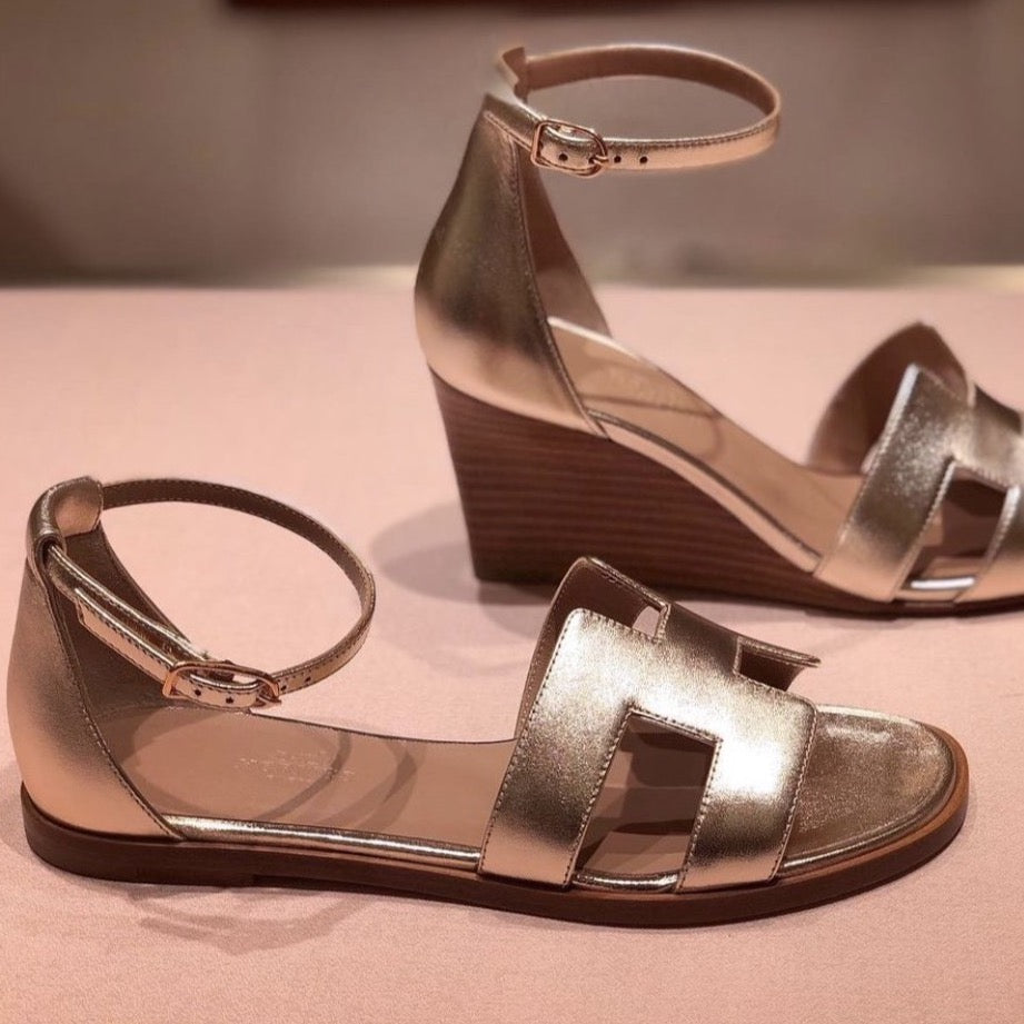 hermes gold sandals