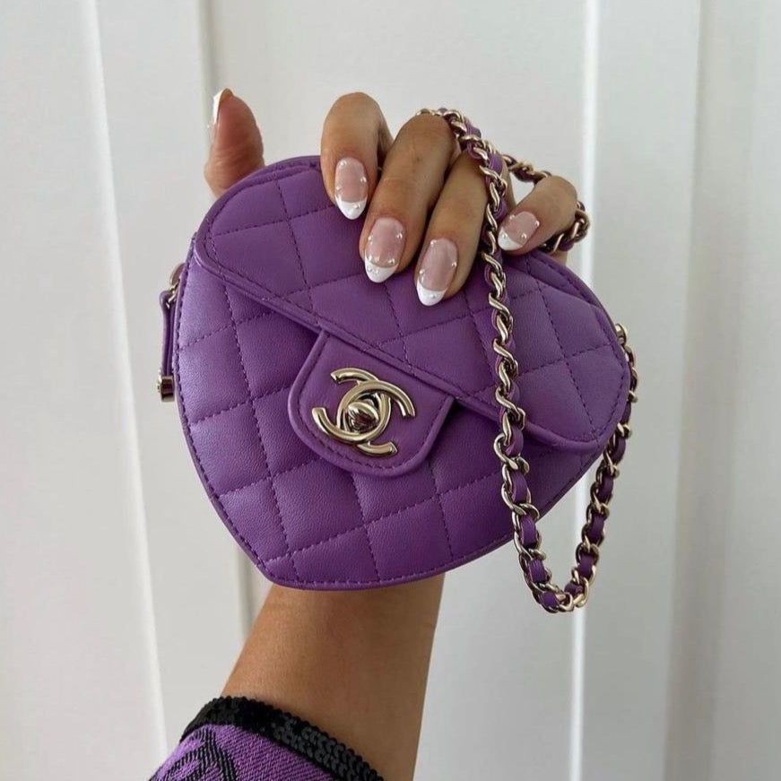 CHANEL Small Classic Double Flap Bag in Purple Lambskin  Dearluxe