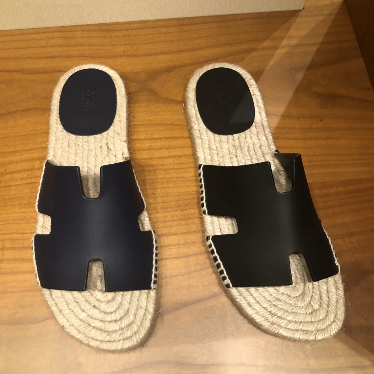 Men's Hermes Antigua espadrille black & blue – hey it's personal