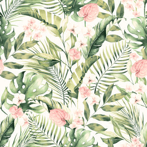 Tropical Floral Pink & Green Wallpaper – Arthouse