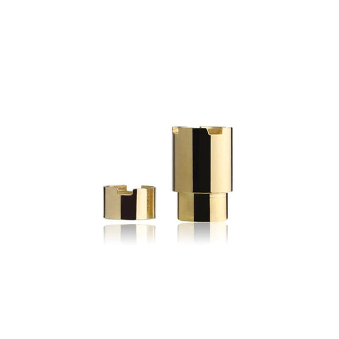 Both large and small magnetic adaptors in photo in the color gold with a white background