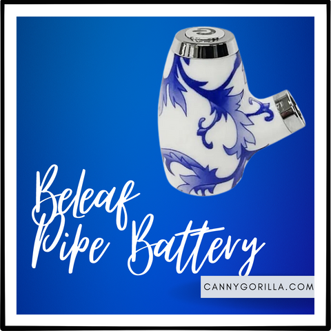BeLeaf Pipe Battery in Blue & White Porcelain available at CannyGorilla.com