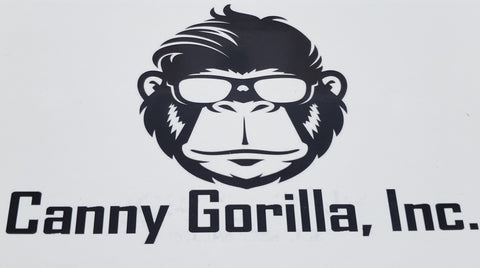 The Canny Gorilla Logo a Gorilla's face with glasses on and the words Canny Gorilla, Inc. written below it all text and the gorilla are in black with a white background