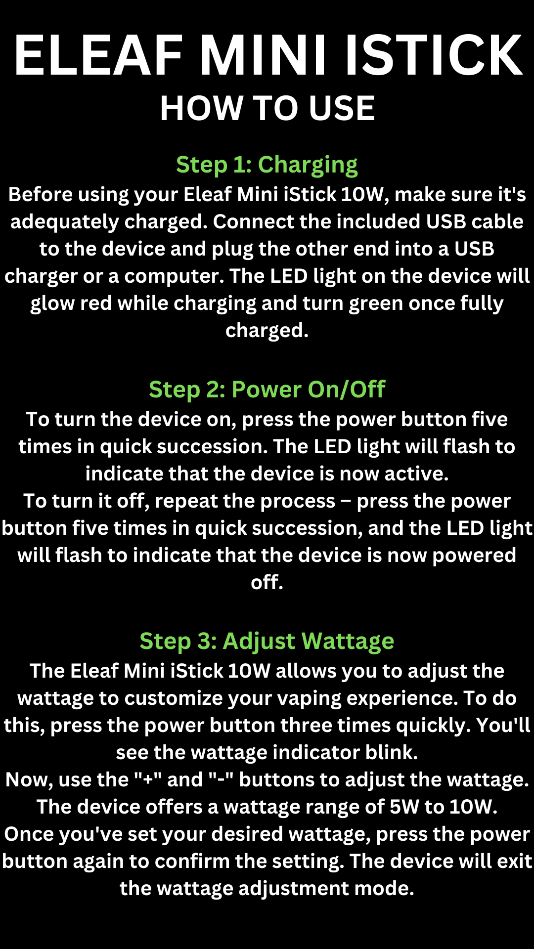 Eleaf Mini Istick How To Use