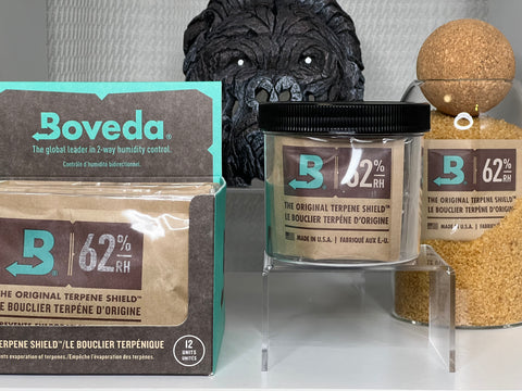 Barrel of Boveda and Boveda Humidity Pack in Sugar