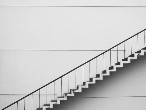 Steps with white wall background