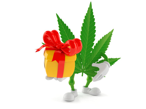 Weed Leaf Holding a Gift