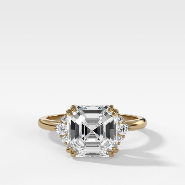 Signature Cluster Engagement Ring With Asscher Cut - Good Stone Inc