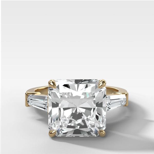Translunar Tapered Baguette Engagement Ring With Radiant Square Cut ...