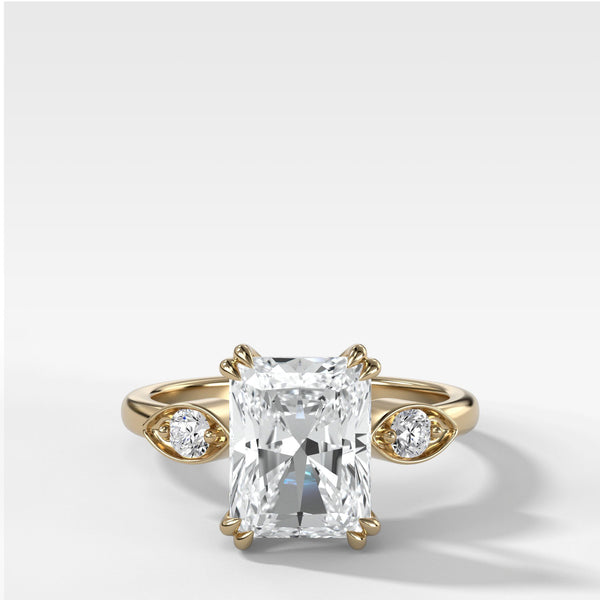 Vintage Ridge Shank Diamond Engagement Ring With Radiant Cut - Good ...