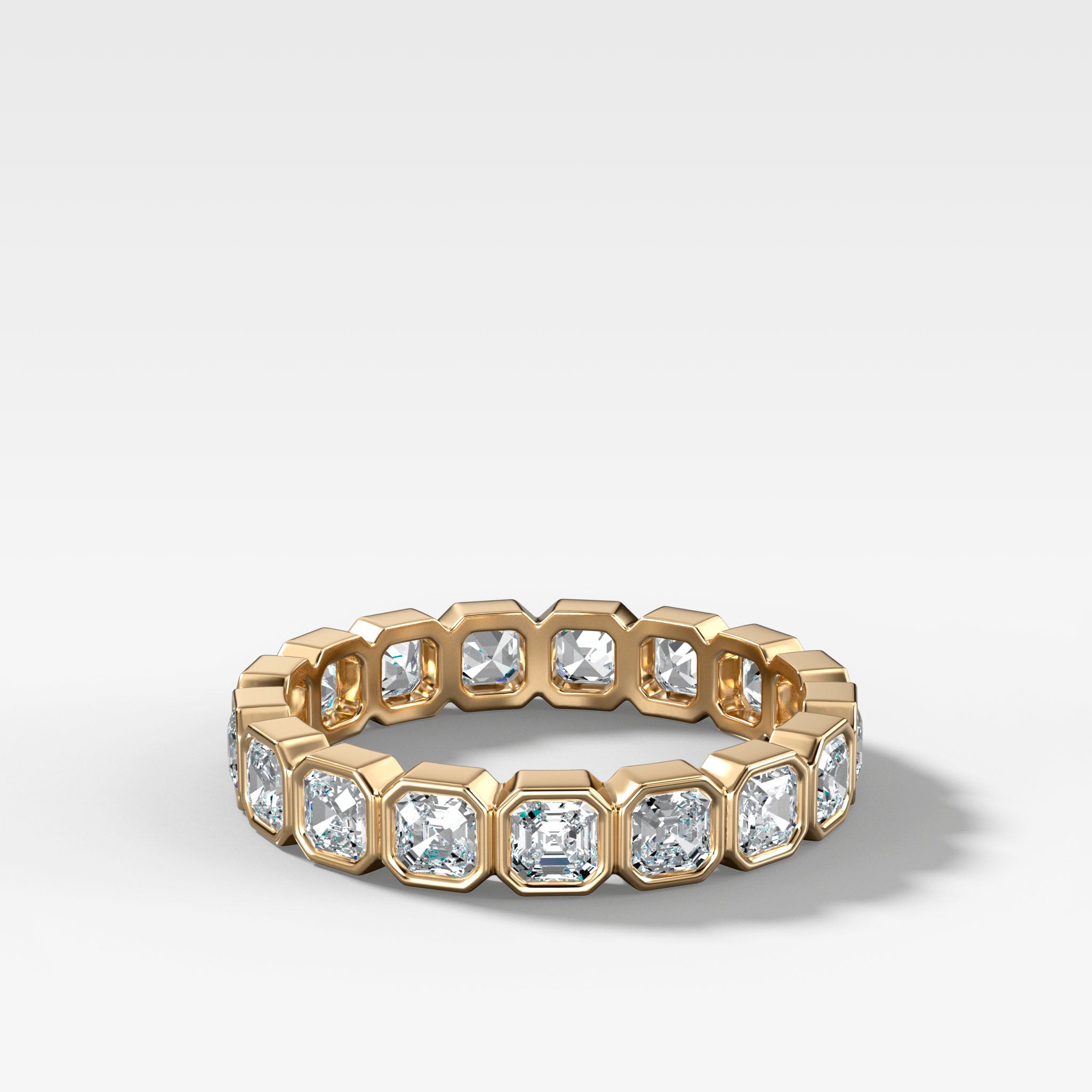 Asscher Cut Eternity Ring With U-Prong Setting In Gold