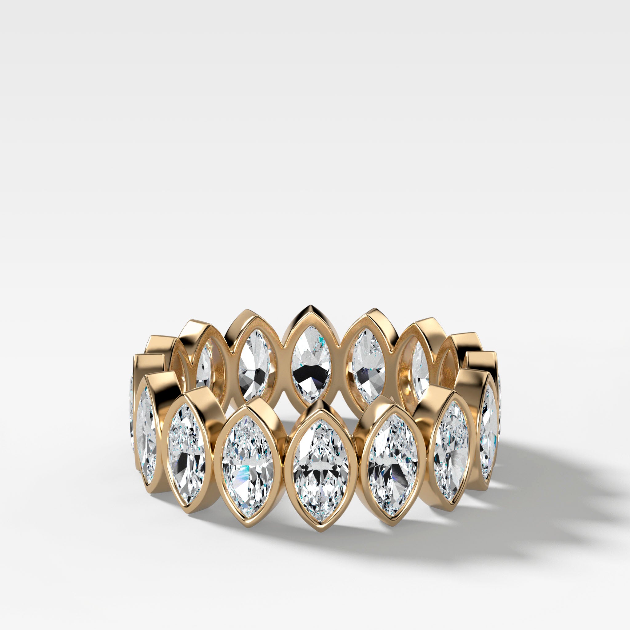Eternity Wedding Band w/ Round Diamonds in Marquise Shape Bezel - Gale  Diamonds Chicago
