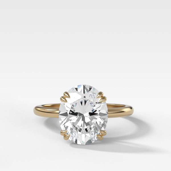 Signature Cathedral Solitaire With Oval Cut - Good Stone Inc