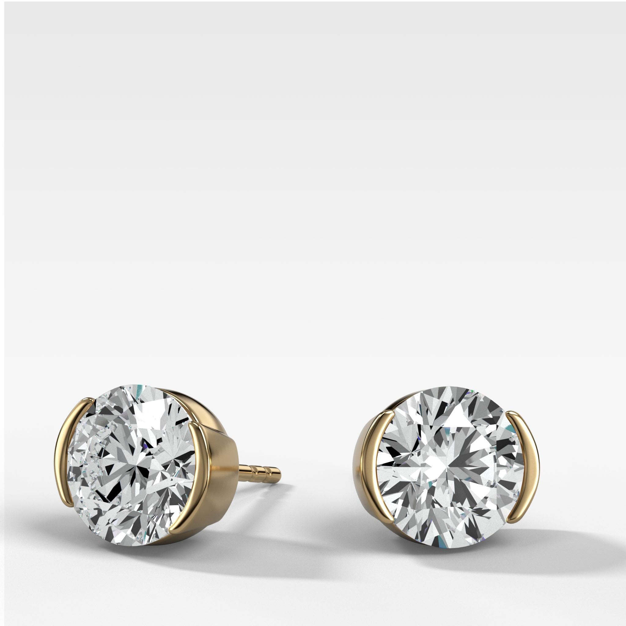 Round Cut Half Bezel Studs - GOODSTONE