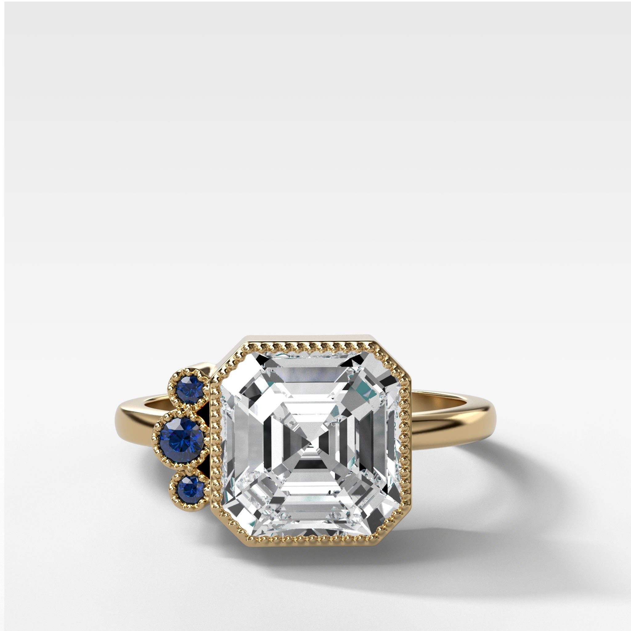 Asscher-Cut Blue Lab-Created Sapphire and White Lab-Created Sapphire Ring  in Sterling Silver with 10K Gold Plate | Zales Outlet