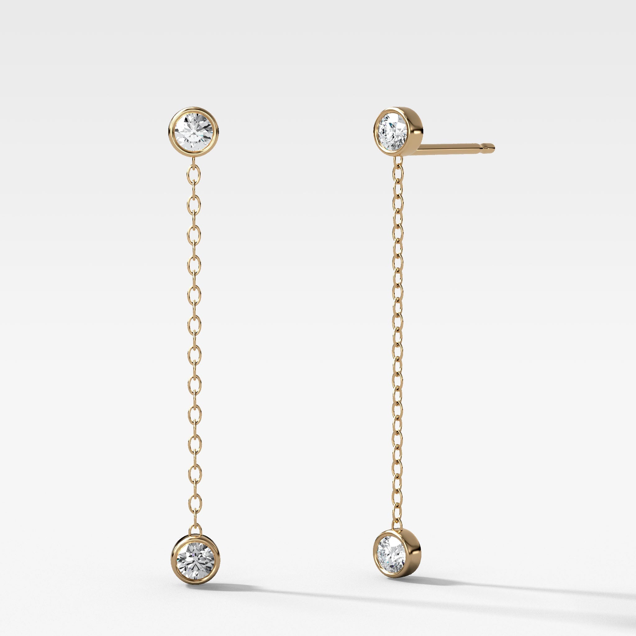 Diamond Drop Chain Earrings, Yellow Gold / 14K / Lab Grown