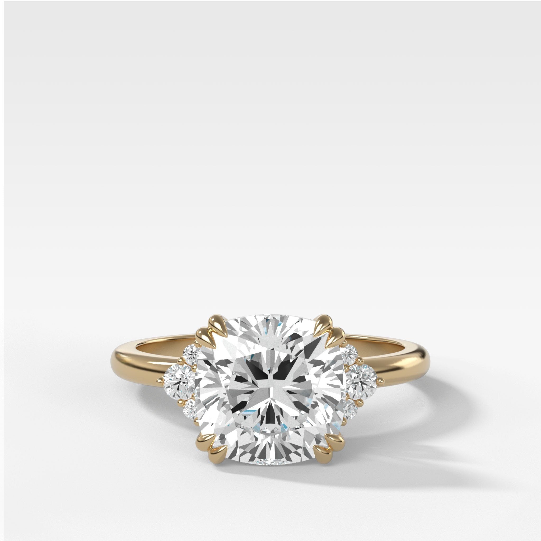 Signature Cluster Engagement Ring With Cushion Cut - Good Stone Inc