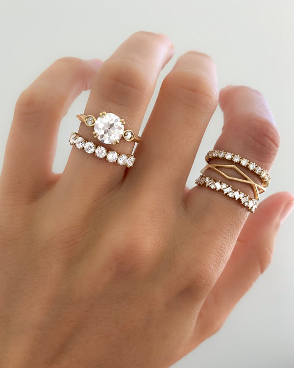 Vintage Ridge Shank Diamond Engagement Ring with Old Euro Cut - Good ...