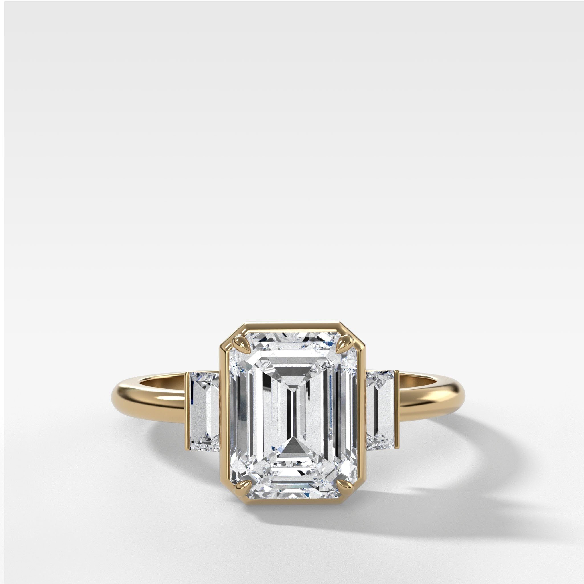 Cushion cut with on sale baguette side stones