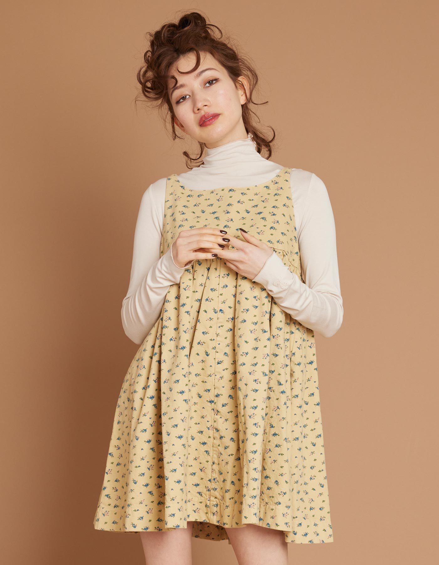 little sunny bite (リトルサニーバイト) Flower print denim dress