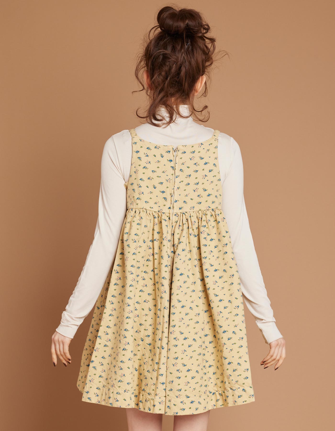 リトルサニーバイトFlower print denim dress-