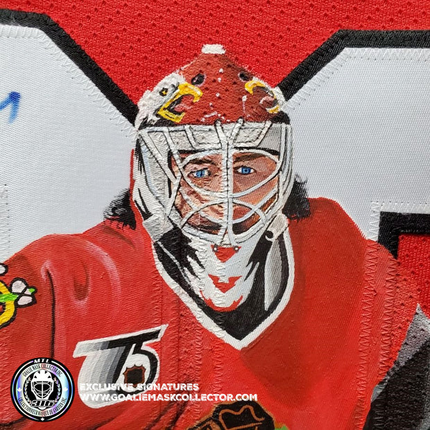 Demo: ED BELFOUR SIGNED JERSEY ART EDITION HAND-PAINTED TORONTO