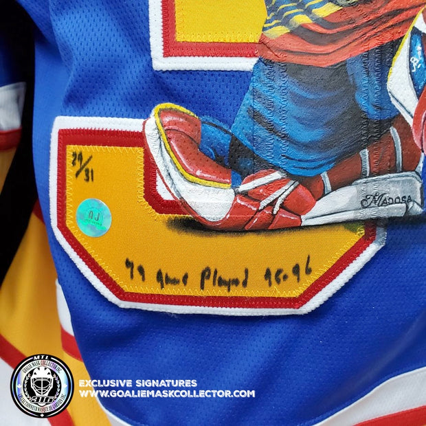 Demo: ED BELFOUR SIGNED JERSEY ART EDITION HAND-PAINTED CHICAGO