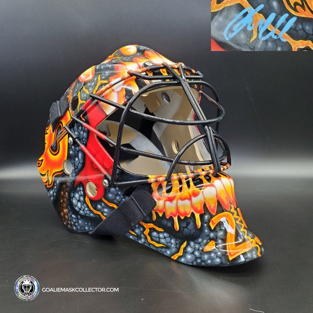 JACOB MARKSTROM SIGNED CALGARY FLAMES FS FULL SIZE GOALIE HELMET MASK JSA  COA