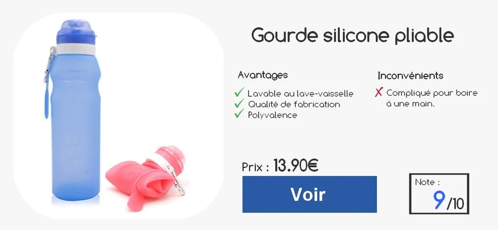 Gourde Pliable Retractable Bouteille Bouteilles D'eau Pliables Sans BPA  Flexible Réutilisable Pliable Gourde Souple de Voyage Collapsible Water  Bottle De Camping Randonnée 500ml L'épreuve des Fuites : : Sports  et Loisirs