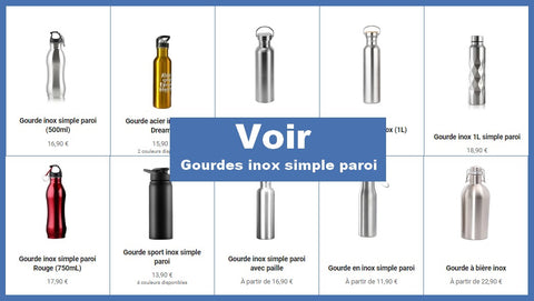 Gourdes en acier inoxydable simple paroi