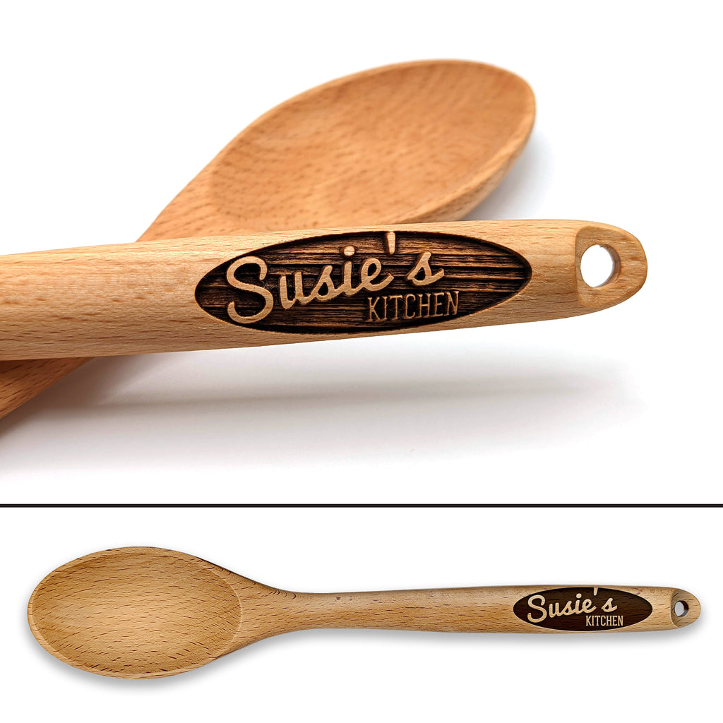 Personalized Christmas Gifts for Mom From Daughter Son - Mom Birthday Gifts  Women Mother's Day Gifts - Wooden Cooking Spoons with Funny Apron Kitchen