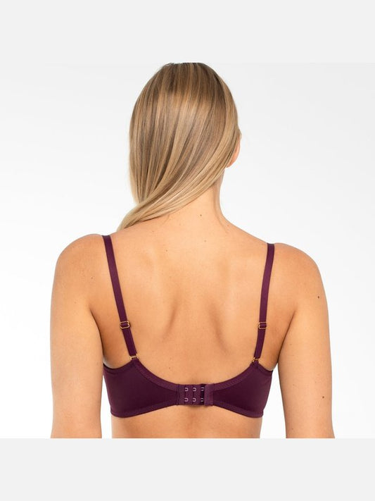 Sheer Mesh Embroidered Balconette Bra Viola