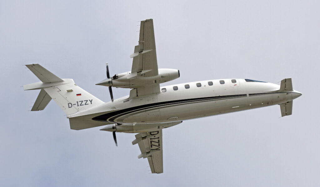 Piaggio P.180 Avanti up in the air - photo taken from underneath